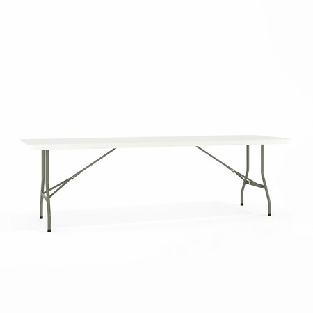 FLASH FURNITURE Rectangle Folding Table, 30" W, 96" L, 29" H, Plastic Top, White RB-3096FH-GG